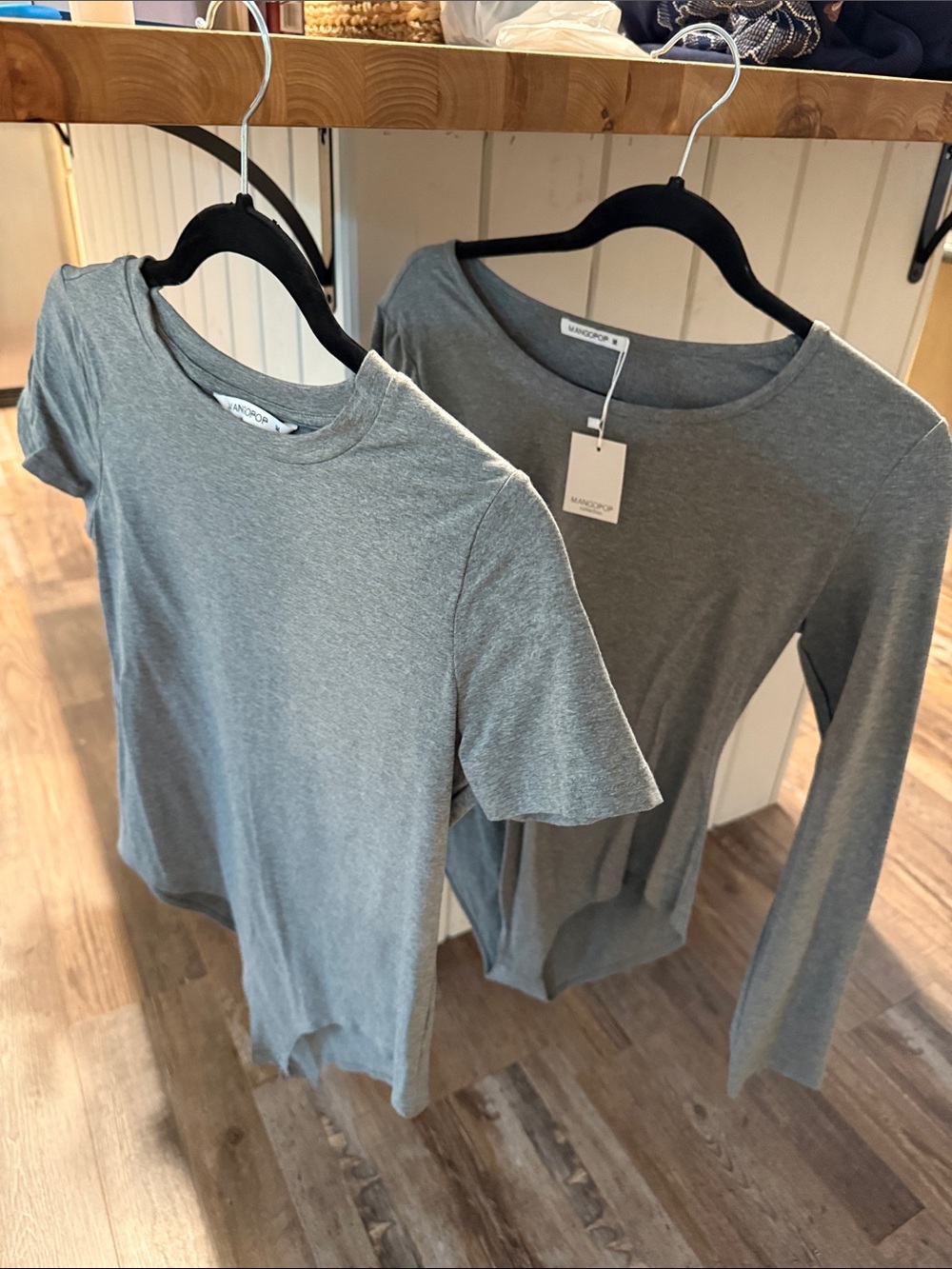 Mango pop Women's Gray Crewneck Bodysuit - Short & Long Sleeve Options